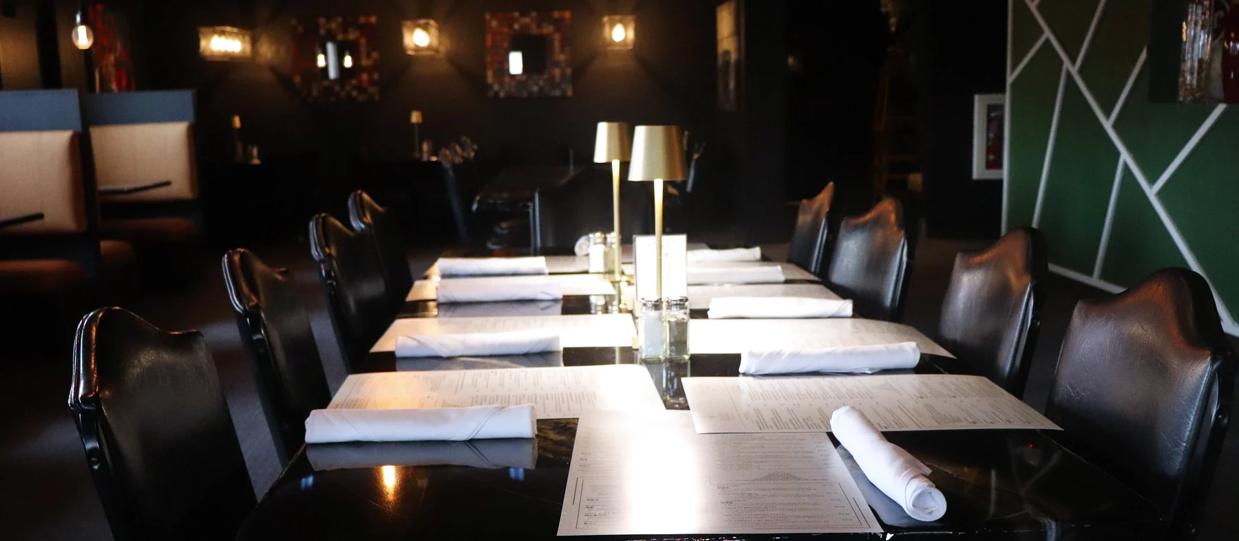 Banquet table set for a private event at Melting Borders